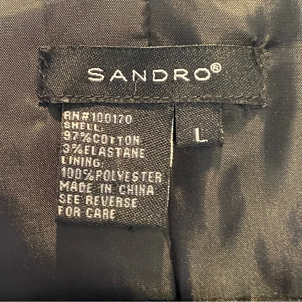 Sandro women's size Large Black Cotton one button lined blazer